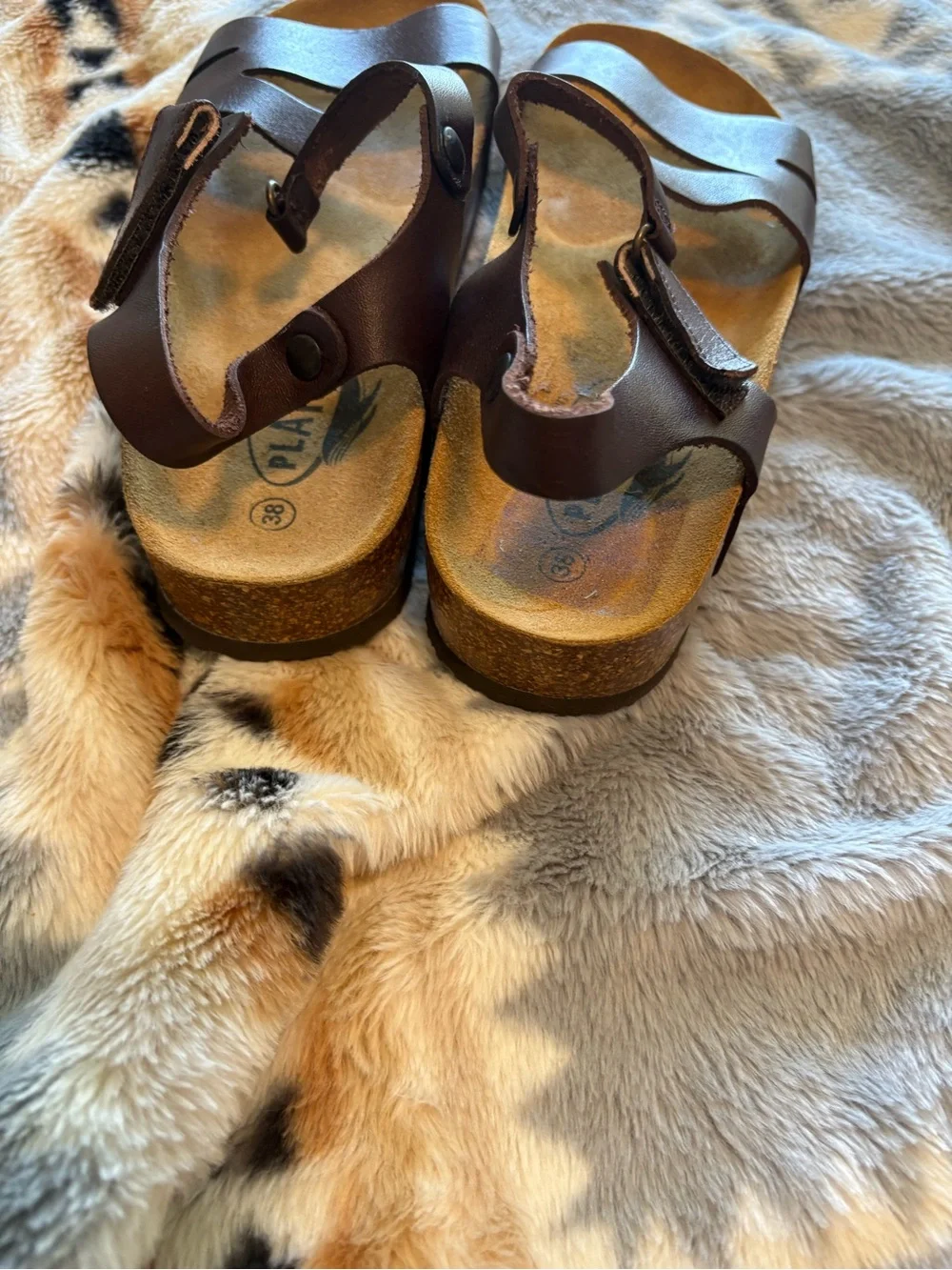 Brown Leather Slingback Sandals - Women